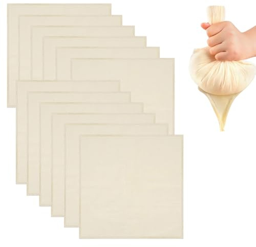 Xdealcozyxc 12 Pcs Cheese Cloths for Straining, 50 X 50 Cm Reusable Pure Cotton Muslin Cloths for Cooking
