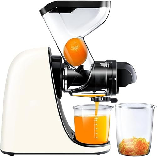 Cold Press Juicer Machine, Slow Masticating Juicer, Quiet Motor, Antique Spiral Extrusion, Non-BPA, Automatic Juice Separation, Easy to Disassemble and Assemble, for Whole Fruits and Vegetables