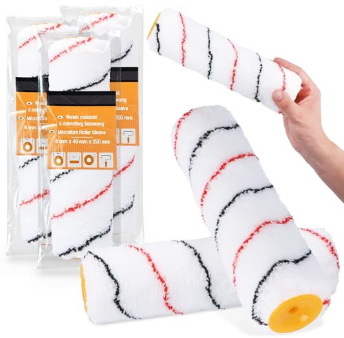 3x Rullo Vernice 25 cm Microfibra Ricarica Pitture Vernici Pareti Soffitti Facciate Strumenti Professionali Accessori Verniciatura Casa Interni Esterni