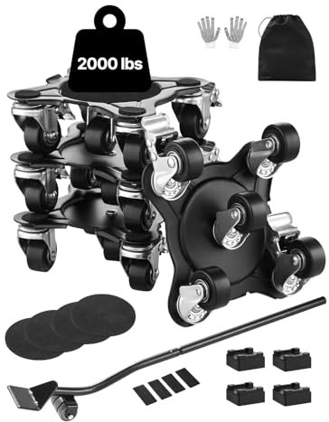 VEVOR Furniture Dolly, Maximum Load 1200 lbs, Heavy Duty Furniture Movers with 5 360° Rotation Wheels, Carbon Steel Panel, Furniture Lift Slider Tool Set for Appliances, Sofa, Fridge, Washing Machine