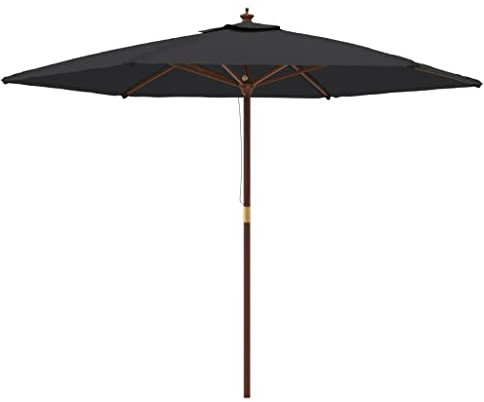 JHQHSM Ombrellone da Giardino con Palo in Legno, Ombrelloni da esterno Ombrellone da balcone Ombrellone da spiaggia Ombrelloni Adatto per Giardini Spiaggia di sabbia Piscine Bar Nero 299x240 cm