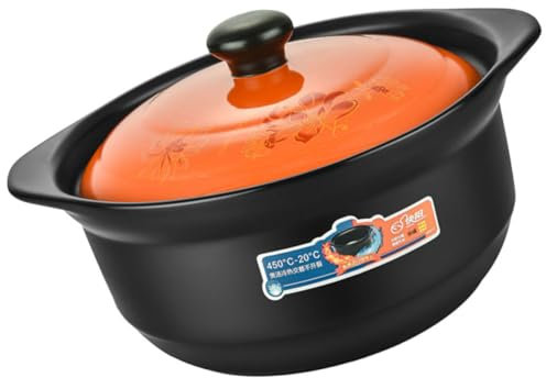 PRETYZOOM Olla de Cerámica para Cocinar 1.8l Pequeña 1-2 Personas, Cazuela Casera Resistente al Fuego, Utensilio Esencial de Cocina para Estofados y Sopa, Apta para Fuego Directo, Hogar