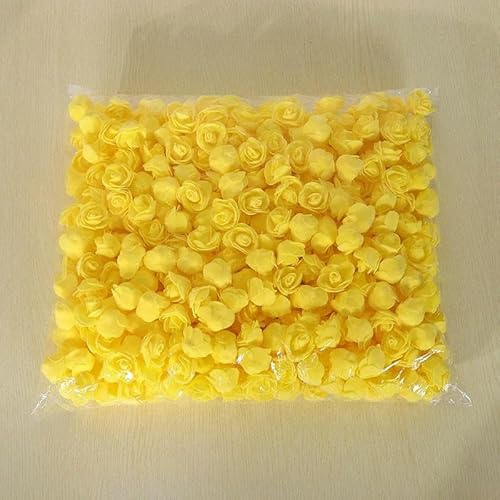 GVEKJ 3,5 cm PE Rose teste di fiori artificiali 200/100 pezzi rosa finta fiore per decorazioni di nozze casa disposizione floreale ghirlanda decorazione-giallo-100 pezzi