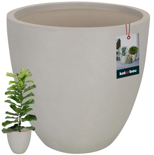 KOTARBAU® blomvas, hög blomkruka, grå fiberclay Ecolite, höjd, modern vas, betongoptik, ståndsvas, GRÅ, ⌀ 36 cm H: 31 cm, Modern