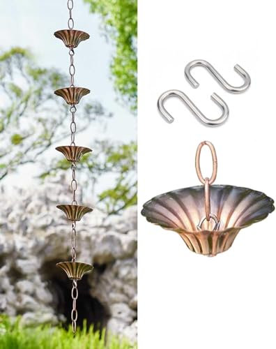 HynJGih Regenketten Japanische Garten-Regenkette mit Haken, Ketten for Blumenbecher-Regenwasserauslauf, Ersatz-Fallrohr(1.5m/5ft)