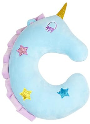 Oreiller de voyage pour enfants en mousse à mémoire de forme de licornes en forme de U pour voiture, avion, tête de vol, tour de cou
