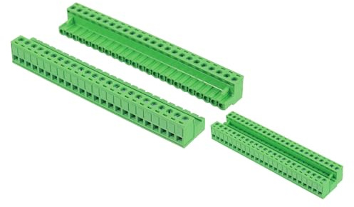 sourcing map 24 Pin 5mm 0.2 Pollici Passo PCB Mount Vite Morsettiera Connettore Maschio Femmina, Verde