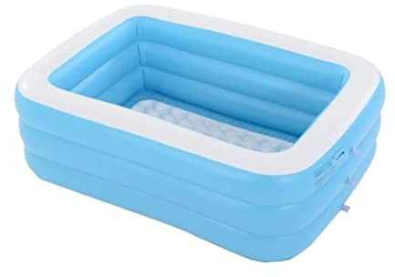 NIUSABOU Piscina pieghevole, Piscina gonfiabile for famiglie da interno ed esterno blu 150x110x50cm