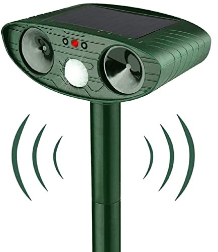 Ultrasonic Cat Repellent, Solar Mole Repellent Cat Deterrents, Waterproof Solar Animal Repeller with Motion Sensor for Farm Garden Yard Dogs Cats Birds Squirrels Deterrent