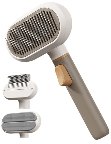 Tktouci Brosse Anti-Perte Pour Chien | Outil De Toilettage Pour Animaux À 3 Têtes | Peigne Pour Chat Et Brosse Sous-Poil Pour Chien | Pour Nettoyage Massage Poils Courts Longs Sous-Poil Maison