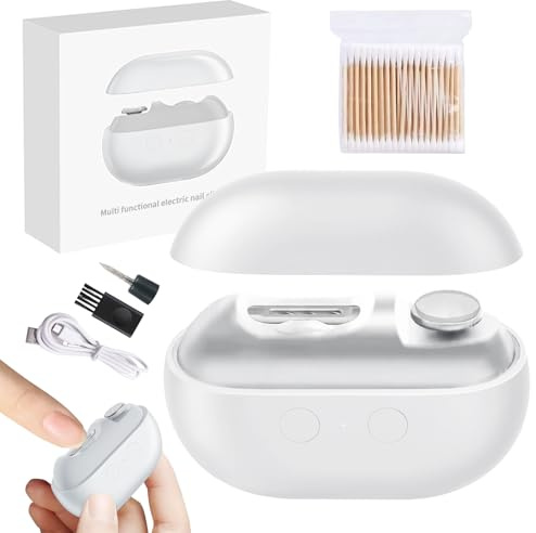 Ocellie 2 in 1 Electric Nail Clippers for Adult, Seniors, Electric Nail Trimmer with Polishing, Rechargeable Battery Fingernail Clipper, Safe and Convenient,White