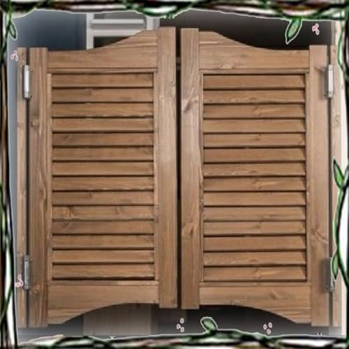Louvered Western Saloon Door – retro massivt trä kafé svängdörr med automatisk stängning och gångjärn i rostfritt stål för kaféer och restauranger