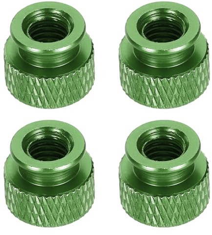 QUARKZMAN 4 Pezzi Dado A Farfalla Zigrinato, M6 12 Mm Diametro Esterno 10 Mm Altezza Lega Di Alluminio 6061 Anodizzato Dado A Mano, Vite Per Telaio Metallico Per Macchinari, Verde Gemma