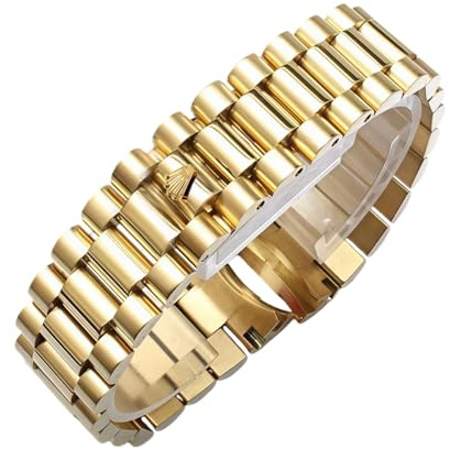 ROUREOX Bracciale Orologio Acciaio Inox Massiccio 13mm 17mm 20mm 21mm Estremità Curve, Cinturino Polso Metallo Donna per Rolex Oyster Perpetual Datejust-D'oro 13mm