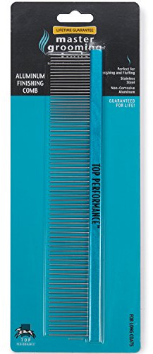 Master Grooming Tools Aluminum Finishing Comb — Versatile Combs for Grooming Dogs, 10, Black
