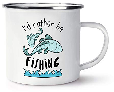 I'd Rather Be Fishing Retro Enamel Mug Cup