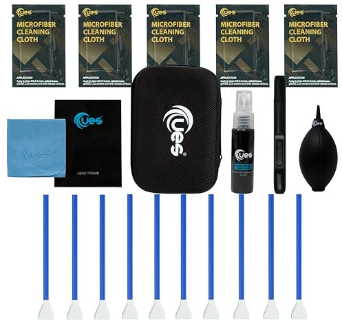 UES DKL16 DSLR-Kamera-Reinigungsset: APS-C Sensorreinigung Pinsel, Linsen- und Sensor Reiniger, Luftgebläse, Mikrofaser Reinigungstuch, Reinigungsstift zur Objektiv, Linsengewebe