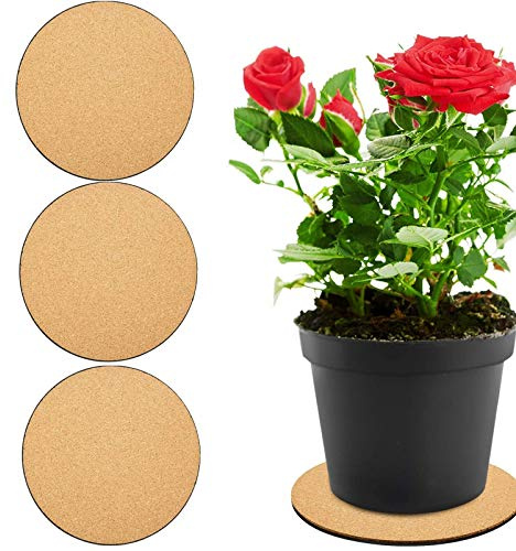 Sanmum 3 Stück Kork Pflanzenmatte Set, Runde Topfuntersetzer aus Kork, Untersetzer Set für Blumentopf, für Garten, Hof, (Nude/Schwarz,20cm)