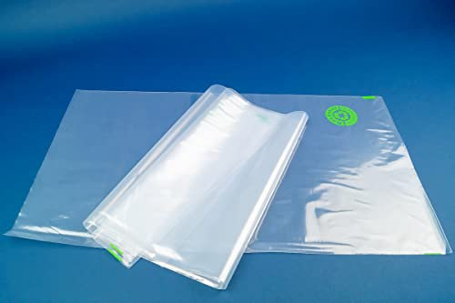 100 Flachbeutel aus Recyclat rLDPE 600 x 800 mm, Folie 100my, recycelbar, Materialhinweis, ohne Verschluß