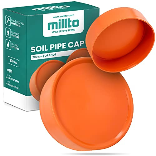 Millto™ Bodenrohr Endverschlusskappe Stopploch Steckdosen Steckeinsatz Abdeckungerdrohr Orange Polypropylen Kunststoff Steckpassung 200 mm