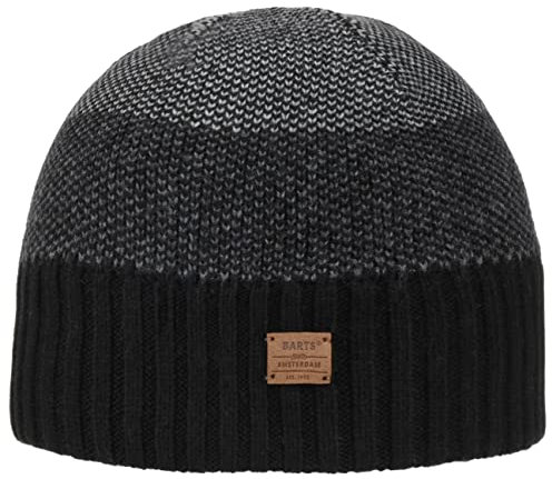 Barts M Holmer Beanie Colorblock - Atmungsaktive warme Herren Woll Strickmütze, Größe One Size - Farbe Black
