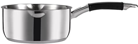 Royal Cuisine Stainless Steel Saucepan Lid Free Milk Pan with Double Sided Pouring Lip Stainless Steel Pot for Tea Making Milk Egg Water Boiling & Heating Sauce Pan with Silicone Handle 14cm