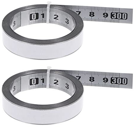 sourcing map 2pcs Self-Adhesive Measuring Tape 300cm Metric Tape Measure Stainless Steel Waterproof Left to Right Read Metal Sticky Ruler Steel Workbench Ruler