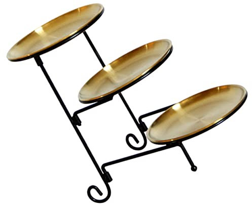 Cabilock 1 Set Three Tier Fruit Bowl Metal Serving Tray Gold Round Tray Gold Accent Decor Fruit Dish Metal Serving Plate Utility Fold Snack Plate Dessert Golden