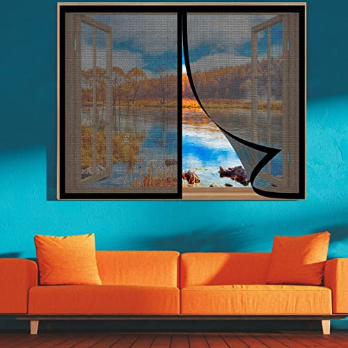 Moustiquaire Magnetique Fenetre 95 x 65 cm Moustiquaire Sur Mesure Laisse Passer L'Air Frais Moustiquaire Fenetre Pour Divers De Fenêtres, Noir