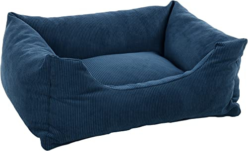 FLAMINGO Letto per cane e gatto celeste blu scuro – cuscino 65 x 50 x 20 cm – cesto lavabile, fondo antiscivolo, fodera rimovibile, posto letto morbido e confortevole