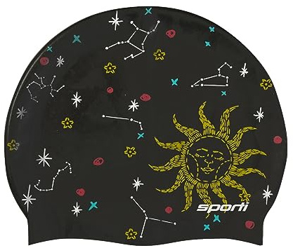 Sporti Celestial Silicone Swim Cap - Black - Adult
