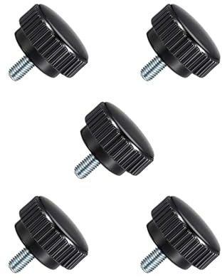 TOP-VIGOR Lot de 5 vis moletées M8 x 15 mm à filetage mâle en acier au carbone, vis moletées avec poignée en plastique thermodurcissable