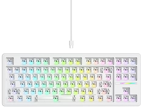 GTSP 75 % benutzerdefinierte Barebone-Tastatur-Set, Dichtung, blanko, leise, TKL, mechanische Gaming-Tastatur, PCB, Hot-Swap-fähig, 3-polig/5-poliger Schalter mit südseitigem RGB für Win/Mac (M87