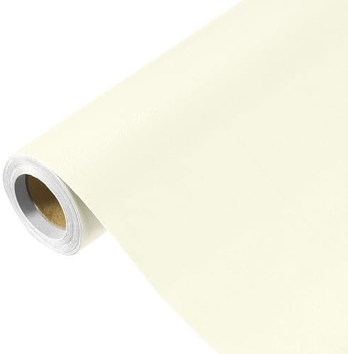 sourcing map Papier peint jaune crème, 500 x 40 cm, papier peint autocollant en vinyle de couleur unie, décoration murale pour revêtement mural