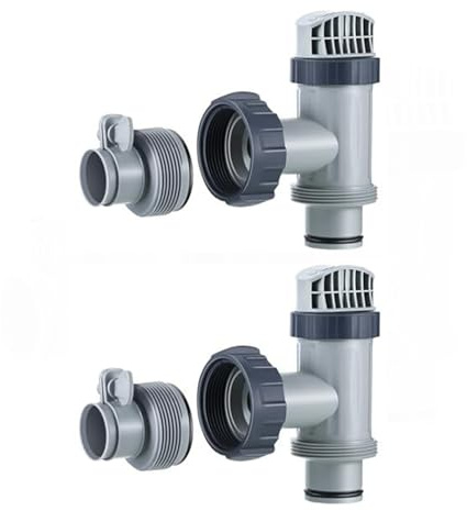 Valve à Piston de réservoir de Type B - Adaptateur de Tuyau pour réservoir Intex de Rechange (2 valves à Piston de Piscine + 2 adaptateurs de Tuyau de Type B)