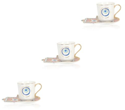 PRETYZOOM 3sets Elegant Porcelain Mug Bone Cup Hot Tea Coffee Drinkware Aesthetic Mug for Home Office