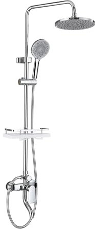 sunrik Columna Ducha Cromo, Sistema de Ducha Altura Regulable, Columna Ducha con Grifo y Alcachofa
