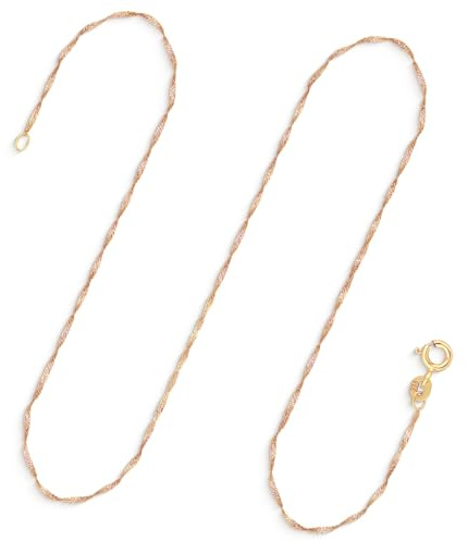 EDELIND Goldkette Damen 585 333 Echtgold - Singapurkette 1 mm Gelbgold auch 375, 750 - mit Geschenkbox
