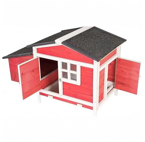 Vzhrvd Haus für Draußen mit Herausnehmbaren Tabletts, mit Nistkasten, Hühnerstall, für Draußen und Drinnen, Sonnenschutzdachplatte, Rampe, für Garten und Hinterhof