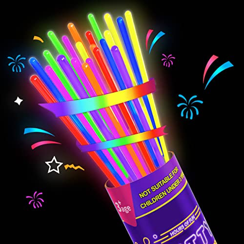 Ziitty Braccialetti Luminosi Fluorescenti , 7 colori Fluo Party Kit Bambini Adulti Starlight 100 Glow Sticks e Connettori per Bracciali Occhiali Gadget per Comleanno Feste Carnevale Capodanno 2026