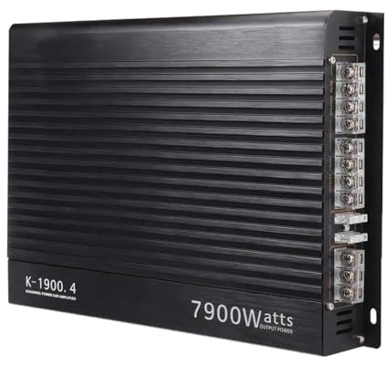 Swiixxer Amplificador de Coche de 12V 7900W,Potente Subwoofer Audio para Coche de 4 Canales, Amplificador EstéReo de Potencia de Aluminio para VehíCulo, Amplificador de Sonido para Coche