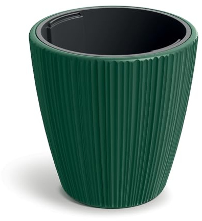 Tymar Blumentopf Gross mit Einsatz, Übertopf Hoch, Pflanzkübel, Blumenkübel aus Kunststoff_ORO (ø 40 cm; Grün)