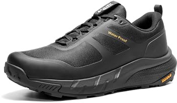NORTIV 8 Scarpe Trekking Impermeabili Uomo, Leggere, Sneaker Moda da Trekking e Cammino con Supporto Plantare per Campeggio, Allenamento all Aperto StreamRunner,Size 42,Nero,NMUMHI2505