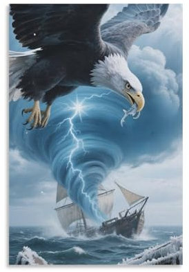 YYVKPMLXC Adler Ölgemälde Segelboot Kunstdruck Auf Leinwand Malerei Ästhetisch Gemälde Geschenk Zum Geburtstag Esszimmer Wandbild Deko 20x30inch(50x75cm)
