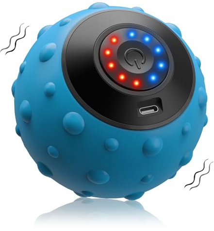 Wolady Pelota de masaje eléctrica con vibración, bola de fascia de 5 velocidades para músculos y plantar, recargable por USB, para aliviar el dolor muscular y plantar, color azul