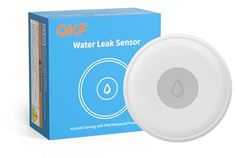 QKF Wassermelder, Wireless Mini Wassersensor, Erfordert Zigbee Hub, Benachrichtigungs Alarm, Kompatibel mit Home Assistant, Alexa, Zigbee2MQTT