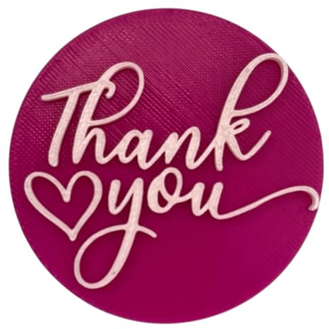 'Thank You' Embosser Stamp for Icing Fondant Cupcake Cake Decoration Frosting Sugar Paste Cookie Baking 6 cm Diameter (Pattern 3)