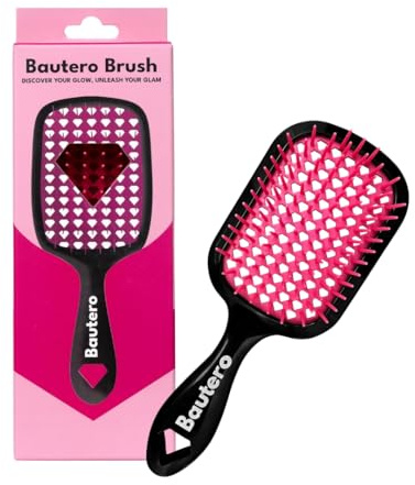Bautero Detangler Brush for Curly Thick Hair – Pain-Free Detangling for 4C Coily Natural Hair – Reduces Breakage & Shedding – Wet or Dry Vented Brush for Women