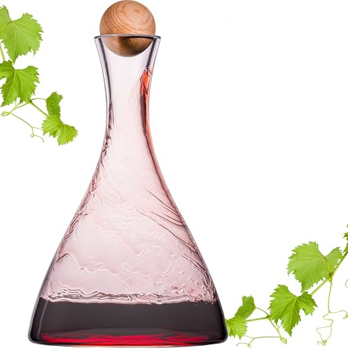 IMPERIAL glass Carafe à vin en verre Crystalline - Carafe à vin faite à la main avec bouchon en bois - 1700 ml - Carafe à vin rouge - Décanteur pour vin rouge, table et dégustation de vin