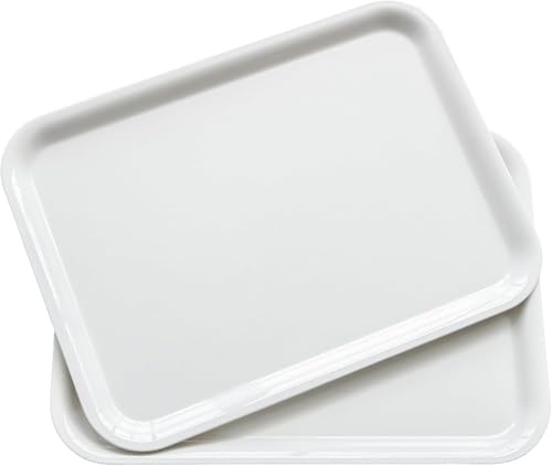 HillSpring 43,1 x 30,4 cm Melamin ServierTablett, 2 Stück EsstellerTablett, Servierplatte für Vorspeisen, Frühstück, Getränke, Grillabende und Partys, Weiß